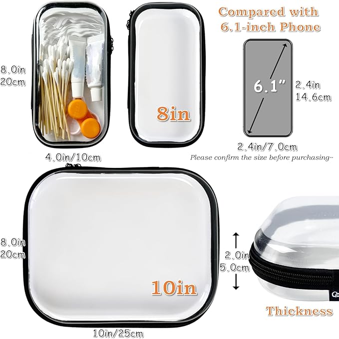 Gberlczz Clear Zipper Pouches for Organizer, Waterproof Hard Clear Zipper Case, Hard Plastic Pouch with Zippered