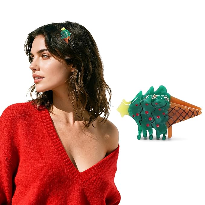 LOVIME Small Summer Hair Claw Clips for Women Girls - Italian Tree Cone Hair Accessories for Women Girls Fun Acetate Mini Hair Clips for Thin & Thick Hair Mothers Day Gifts for Mom with Gift Box