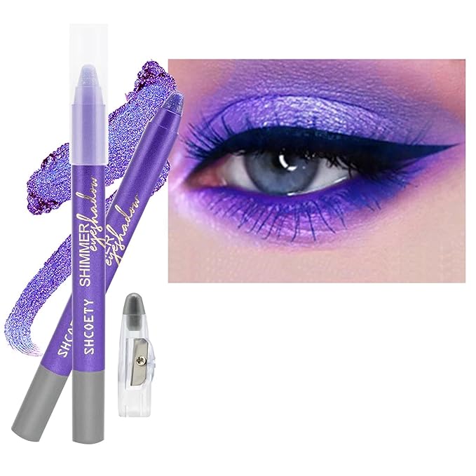 Daeuwiutr Purple Eyeshadow Stick, Highlighter Eye Liner,Eye Brightener Stick, Shimmer Creamy eye shadow, Waterproof Eyeshadow Pencil Long Lasting Eye Shadow Makeup.#3 purple shimmer