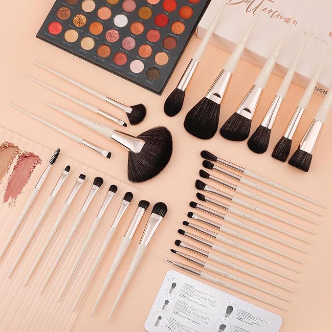 DUcare 30Pcs Professional Makeup Brushes Set, Large Foundation Powder Contour Concealer eyeshadow Blush EyeLiner Make up Brushes,Premium Synthetic hair,Vegan Cruelty-free