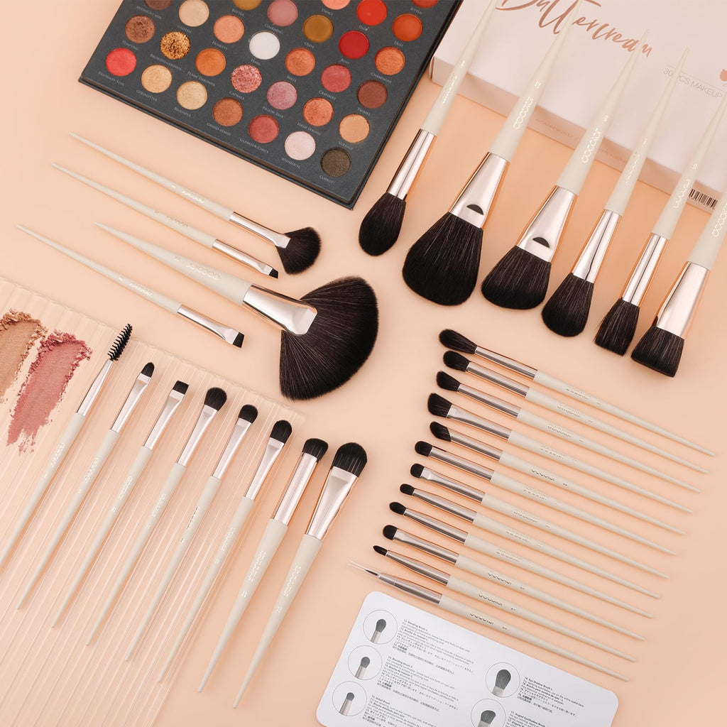 DUcare 30Pcs Professional Makeup Brushes Set, Large Foundation Powder Contour Concealer eyeshadow Blush EyeLiner Make up Brushes,Premium Synthetic hair,Vegan Cruelty-free