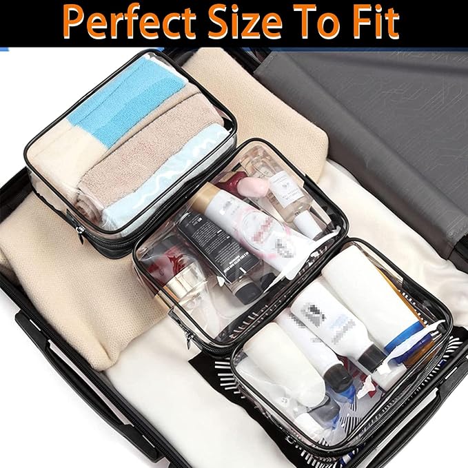 YOQIVEXU 12 Pieces Clear Makeup Bags, TSA Approved Toiletry Bag for Travel, Transparent Cosmetic Pouch with Zipper, Waterproof Vinyl Plastic Organizer Case for Vacation Bathroom (Medium)