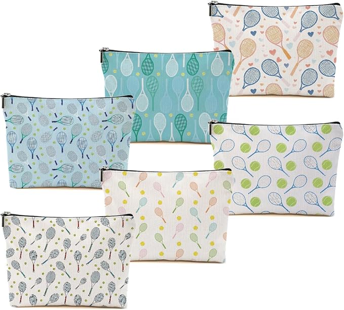 Blue Leaves 6 PCs Tennis Makeup Bag Inspirational Accessories Cosmetic Bag