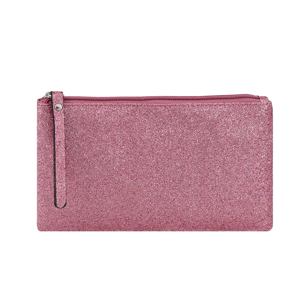 RITTZI Celestial Glitter Makeup Pouch – Seven Stunning Shades - Festive Cosmetic Bag (Starlit Rose)