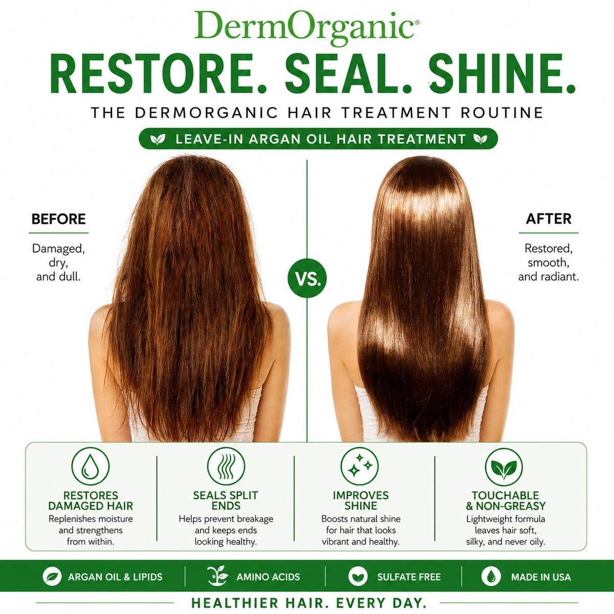 DermOrganic Argan Oil of Morocco Leave-In Hair Treatment, 4 oz