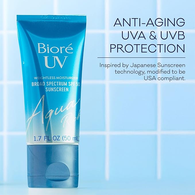Biore UV Aqua Rich Moisturizer SPF 50 Facial Sunscreen, 1.7 fl oz