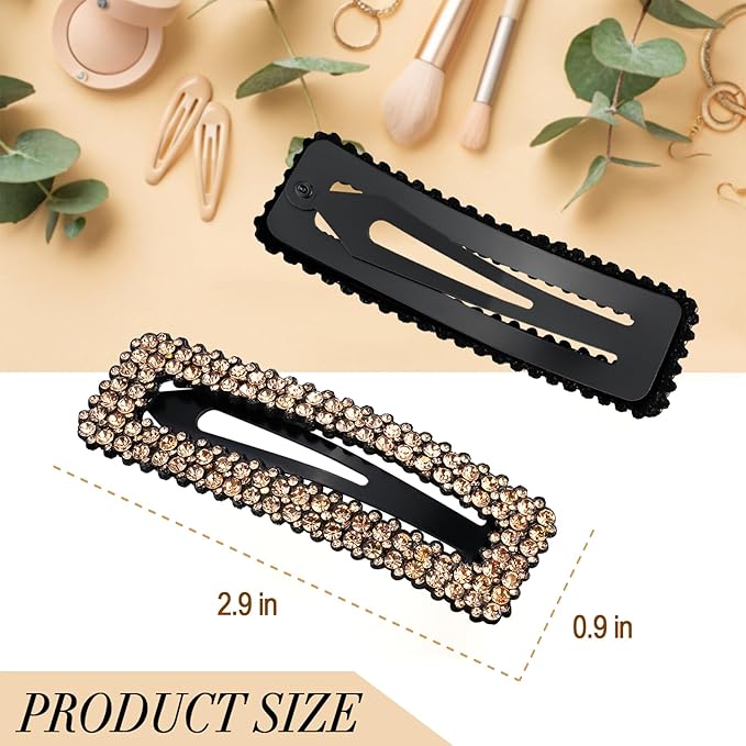 Kanprincess Rhinestone and Crystal Hair Clips 2-Pack, Sparkly Barrettes & Elegant Bling Accessories for Women & Girls(Set8)