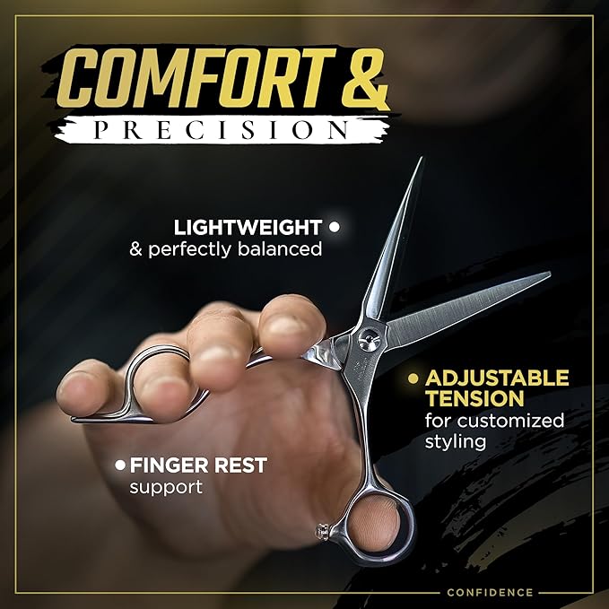 Fagaci Professional Hair Cutting Scissors 5.5” Japanese Steel for Ultra-Precise Cuts, Razor Sharp Blades Hair Scissors for Women & Men, Extreme Durability Hair Shears, Hair Cutting Barber Scissors