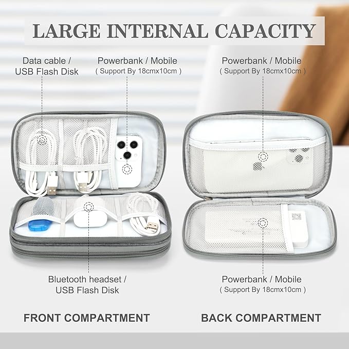 FYY Electronic Organizer, Travel Tech Pouch Bag, Medium, Dark Grey