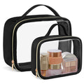 PACKISM Clear Makeup Bag Travel - TSA Approved Toiletry Bag, 2 Pack Black