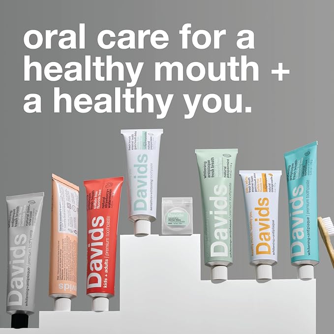 Davids Hydroxi Fluoride Free Nano Hydroxyapatite Toothpaste for Remineralizing, Sensitive Support, Whitening, Antiplaque, SLS Free, Natural Peppermint, 5.25oz, Made in USA (3 Pack)