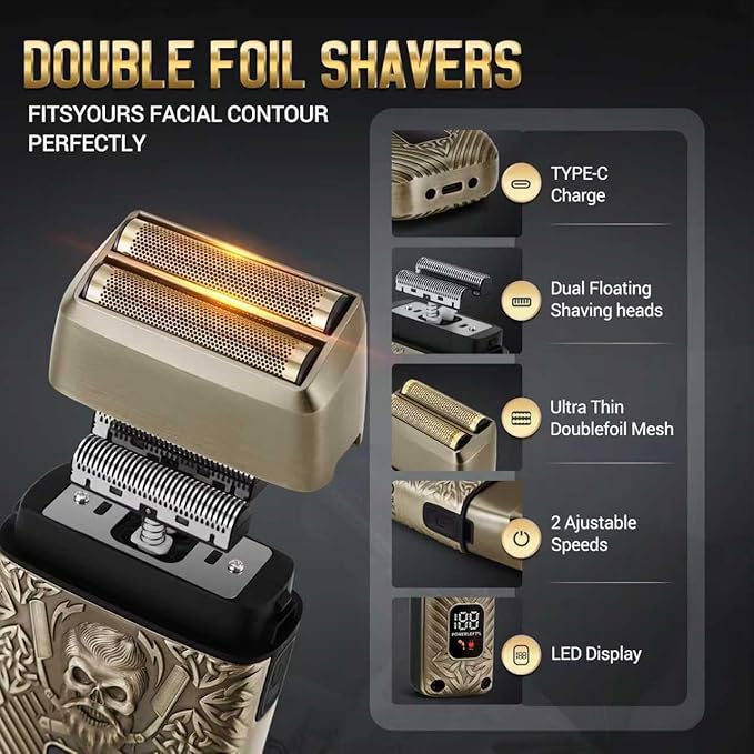 BESTBOMG® Hair Clippers for Men, Clipper, Trimmer & Shaver Set, BS-808DR