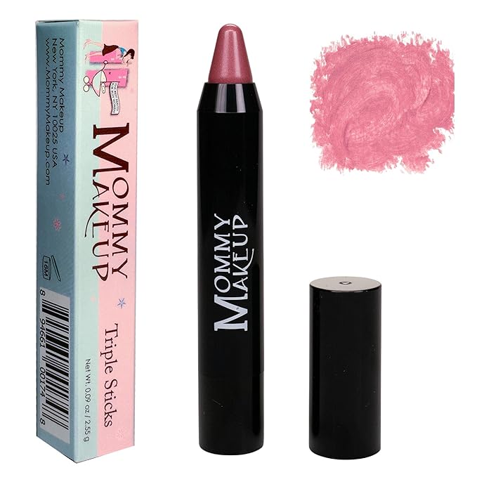 Mommy Makeup Triple Sticks Lipstick, Cream Blush & Treatment All-in-One