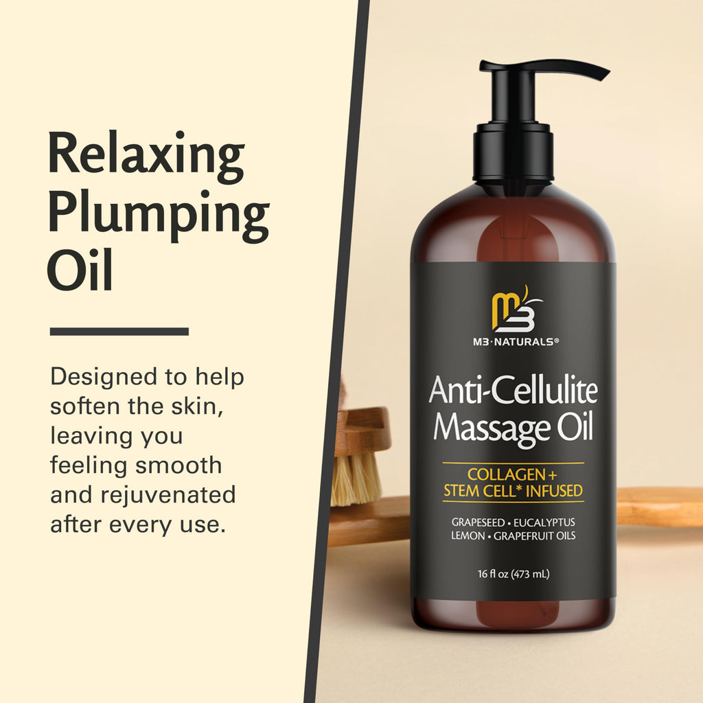 Firming Body Massage Oil with Collagen for Cellulite – 16 Fl Oz by M3