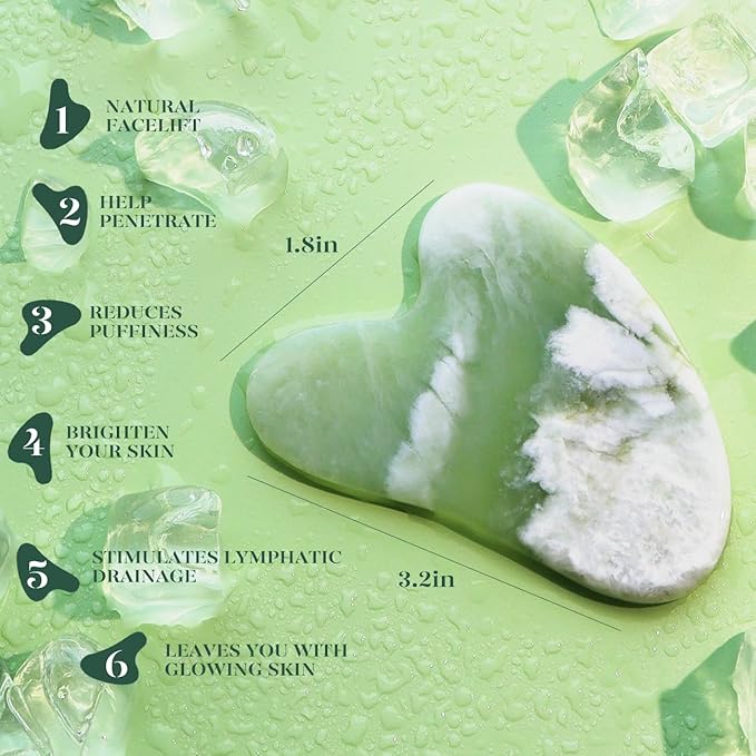 BAIMEI IcyMe Jade Roller & Gua Sha Facial Tool Set for Face Depuffing