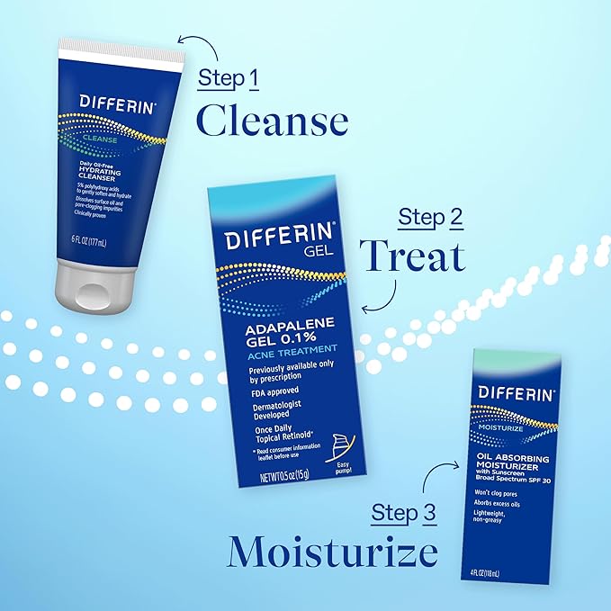 Differin Acne Retinoid Treatment Gel, 0.1% Adapalene, 15g Pump