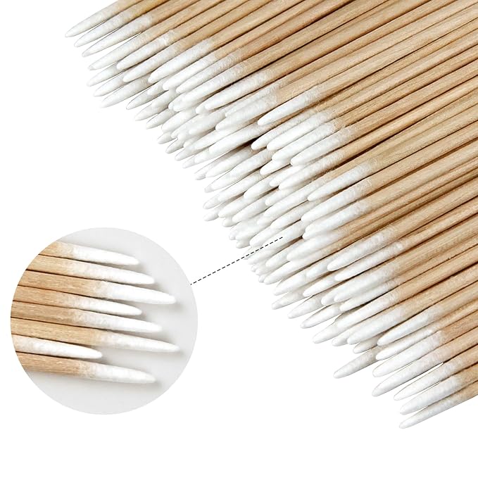 Eyxformula Pointed Tip Cotton Swabs, 200 Pcs, FSC Certified Wooden Sticks