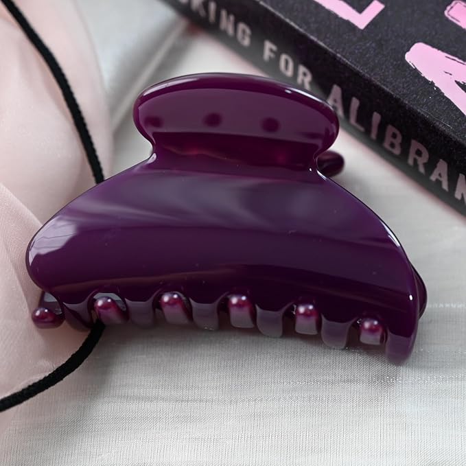 Prettyou Handmade Celluloid Acetate French Design Barrettes Tortoise Shell Claws Hair Claw Luxury Fashion Accessories Hair Clip for Women (grape purple)