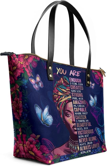 Afroyla African Black Women's Leather Tote Bag, Large Size, Premium Leather, Perfect Presents For Women (Imani, Premium Vegan Leather)