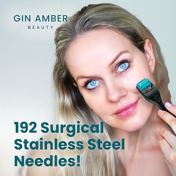 Gin Amber Beauty Derma Roller - Individual Needles, Face & Scalp, 0.25 mm
