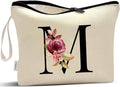 Vavabox A-Z Personalized Makeup Bag, Birthday Gifts for Women Mom, Gifts for Best Friend, Bride Bridesmaid Cosmetic bag (M, Cream Yellow)