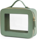 Popvibe Clear Makeup Bag Mahjong Tile Bag with Zipper and Handle Sage Green