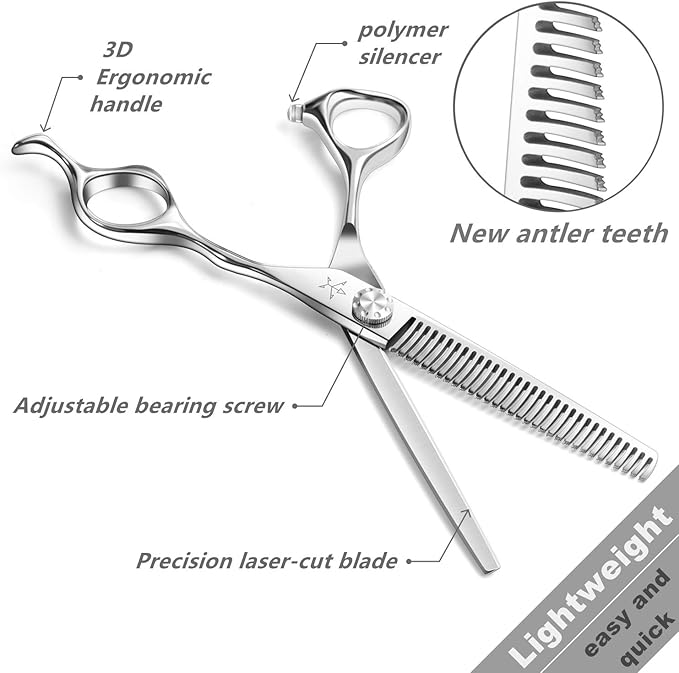 Fengliren High-end Professional Hair Thinning Scissors Hair Cutting Teeth Shears Barber Hairdressing Texturizing Scissors Extremely Very Sharp 6.5 Inch Stainless Steel Alloy For Men Women Salon & Home
