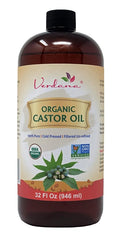 Verdana Organic Castor Oil, Cold Pressed & Hexane Free – For Hair & Scalp Care, Eyelashes, Eyebrows & Skin Care – USDA Certified, Pure & Natural – 32 fl oz