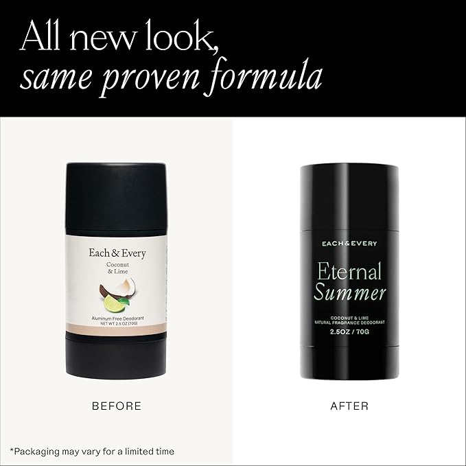 Each & Every Natural Deodorant, EWG Verified & Vegan (2.5oz)