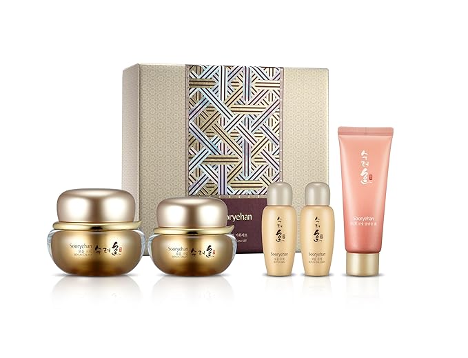Sooryehan Boyun Cream Gift Set (5.24 fl oz) - Luxury Korean Skin Care, Red Ginseng Toner, Emulsion, Cleansing Foam & Moisturizer Cream, Deep Hydration