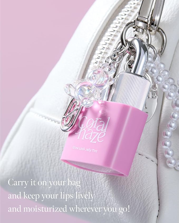 CORALHAZE Glow Lock Jelly Tint 102 Candy, Hydrating Water Glow Lip Stain, Non-Sticky Juicy Gloss, Long Lasting Glass Shine & Dewy Finish, Lightweight Moisturizing Lip Care, Korean Makeup