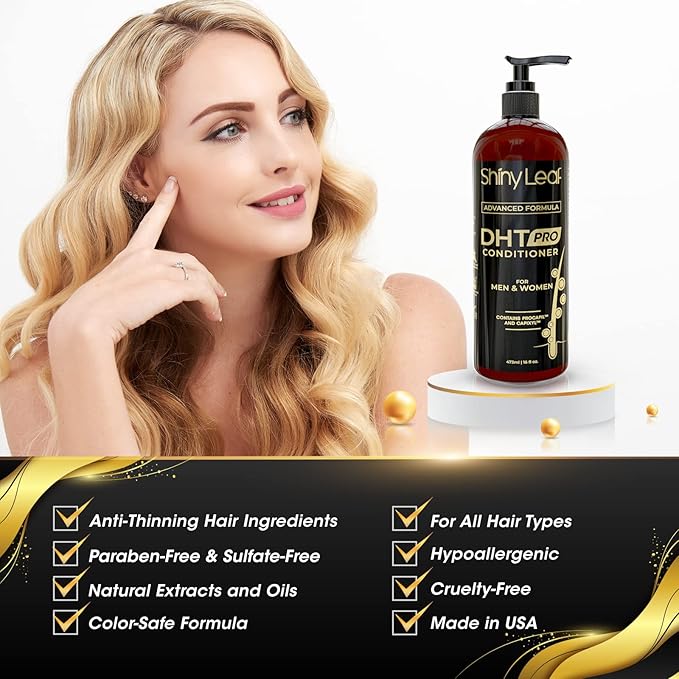 Shiny Leaf Hair Loss Conditioner, Biotin & DHT Blocker, Sulfate Free, 16 oz