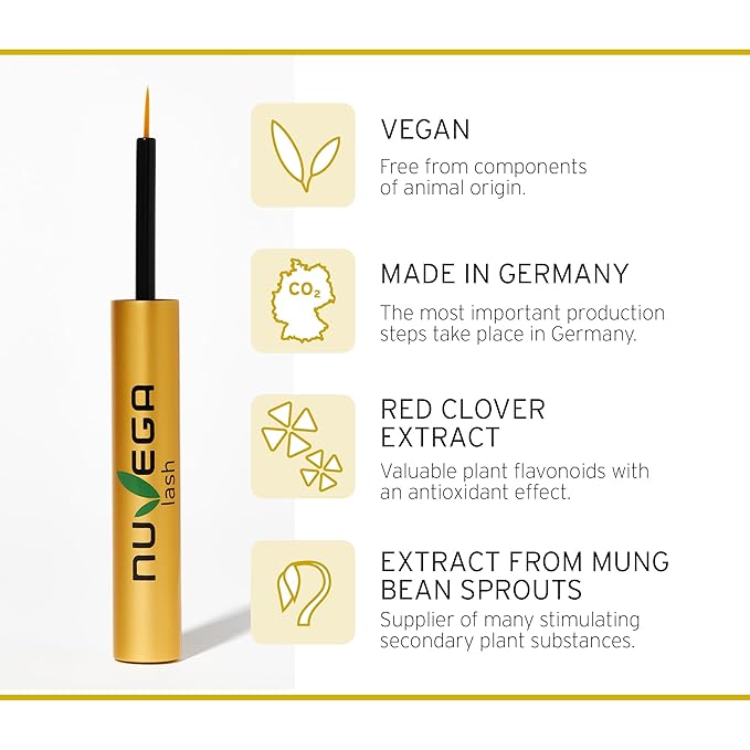 Nuvega Lash - Vegan Eyelash & Eyebrow Serum Set I Longer Eyelashes in 4-6 Weeks I Lash and Eyebrow Growth Serum I Made in Germany I 1ml & 3ml
