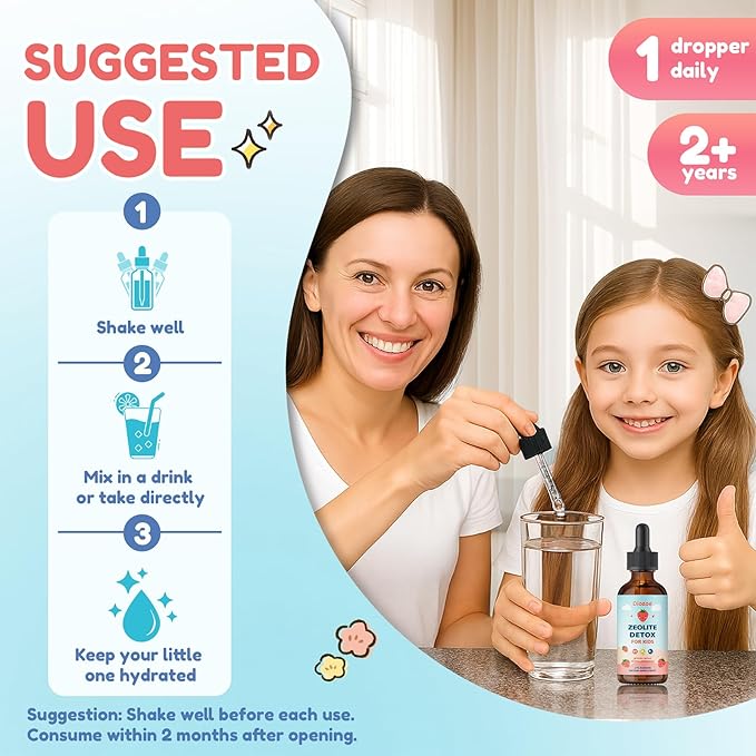 Diozoe Zeolite Detox for Kids, Gentle Wellness Support, Zeolite with Methyl B12, Vitamin D3 and C, Natural Zeolite Drops for Gut