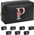 Initial Makeup Bag for Women, Travel Makeup Bag Small Cosmetic Bag, Birthday Gifts for Girls and Women, Teen Girls Gifts Trendy Stuff, Personalized Gifts for Grandkids Teacher Friends Bride Bridesmaid