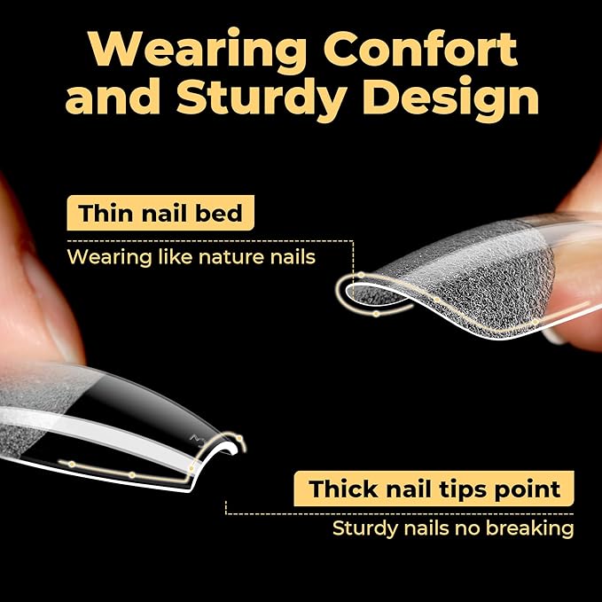 UNA GELLA 600Pcs Medium Coffin Nails Tips, Gel Nail Tips Coffin Pre Etched Press On Nails Fake Soft Gel Nail Tips For Nail Extension Ombre Stlye Art Home DIY Salon 12 Sizes