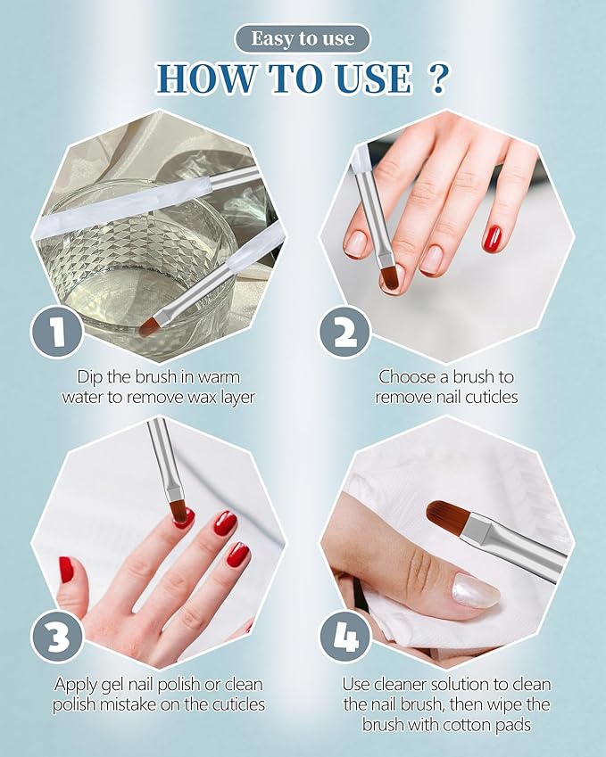 AMilHiTon 3PCS Nail Polish Clean Up Brush, Calligraphy White