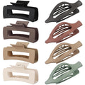 CHANDAT Hair Clips for Women 4.3 Inch Large Hair Claw Clips 8 pcs Square Claw Clips & Flat Hair Clips for Thick or Thin Hair French Concord Hair Barrettes Alligator Hair Accessories for Women (Basic)