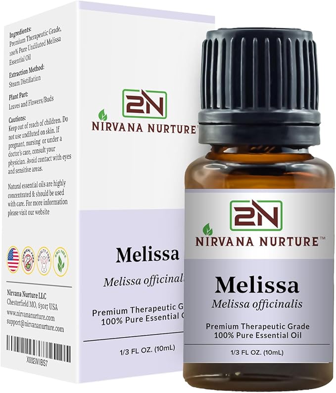 Nirvana Nurture Melissa Essential Oil, 100% Pure Undiluted, Aromatherapy Oil for Diffuser, Hair & Skin Care