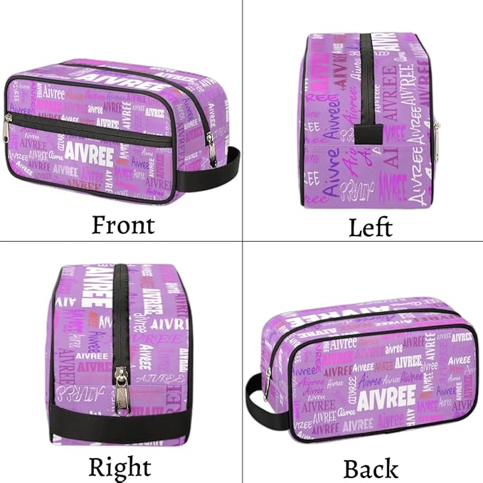 KFNHN Personalized Name Toiletry Bag, Orchid Purple Color, Colorful Names