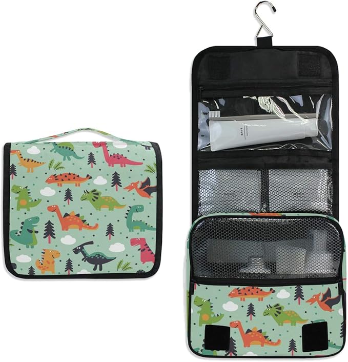 senya Hanging Travel Toiletry Bag Dinosaur Kit Makeup Case Cosmetics Organizer for Men Women