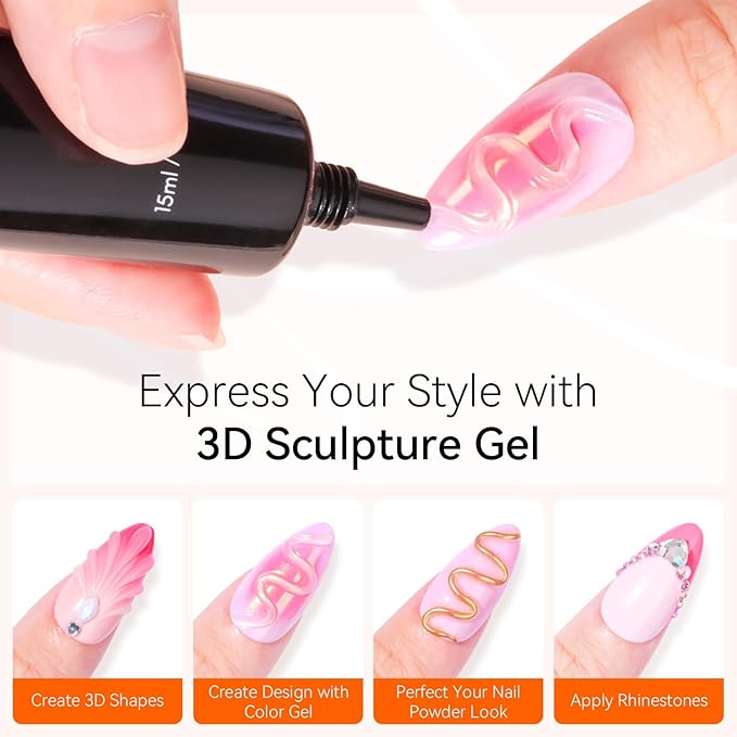 Makartt 3D Nail Gel, 2 Pcs 15g Nail Sculpting Gel for Molding and Drawing
