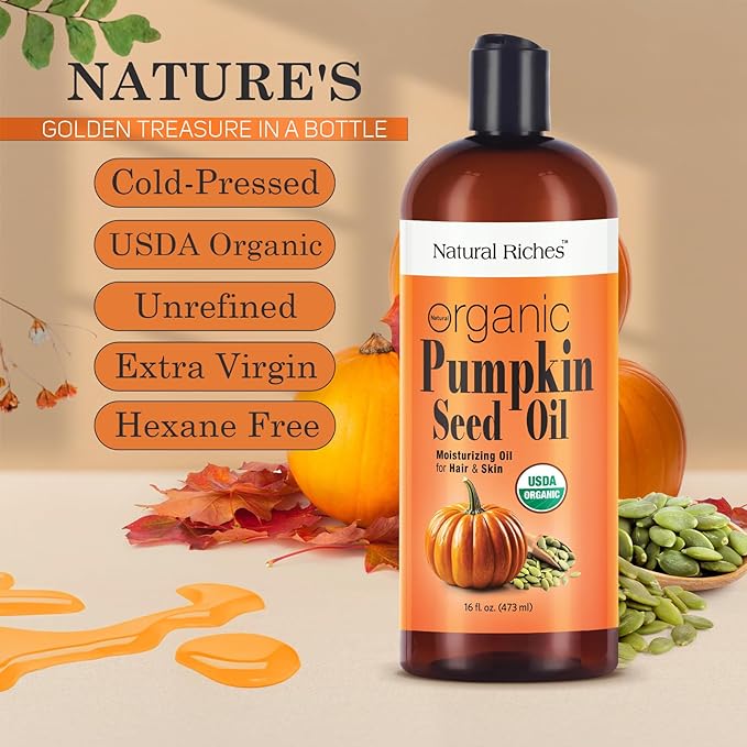Pumpkin Seed Oil 16 Fl Oz - Moisturizing Oil for Face, Hair, Skin & Nails