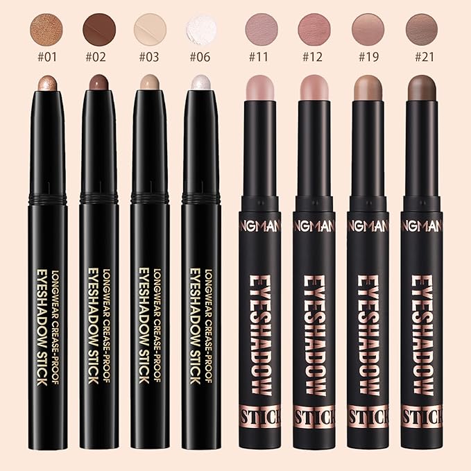 Euphily Matte Cream Eyeshadow Stick, Waterproof Eye Shadow Stick, Long-Lasting and Blendable High Pigmented Single Eyeliner Makeup for Women, 2 Pecan