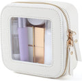 FASAOH Small Clear Makeup Bag Travel Cosmetic Case, Portable Make Up Organizer Traveling Compact Car Bag for Essentials Transparent Toiletry Bag with Zipper