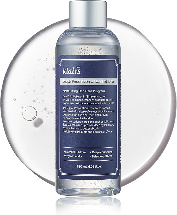 DearKlairs Unscented Toner | Hyaluronic Acid Korean Toner for Sensitive Skin, Skin Flooding & High-Active Layering, Vegan, Essential Oil Free, Ethanol Free, 6.08 fl oz