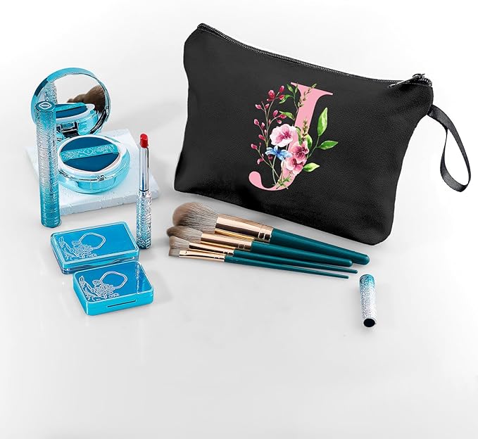 A-Z Personalized Makeup Bag with Mirror, Birthday Gifts for Women, Friend,J