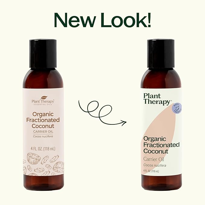Plant Therapy Organic Fractionated Coconut Oil 4 oz, 100% Pure, USDA Certified, Liquid Coconut Oil for Essential Oils, Body Care, Massage, and Aromatherapy