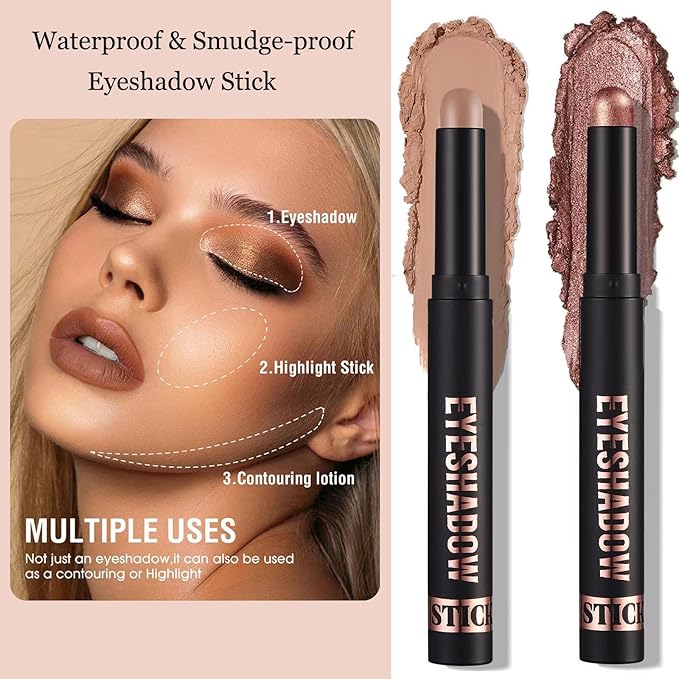 Wavuketu Purple Mauve Eyeshadow Stick Blendable Cream Eyeshadow Hypoallergenic Neutral Eye Shadow Stick, Waterproof Long Lasting High Pigmented Smokey eyeshadow Pencil (17# Mauve Matte)