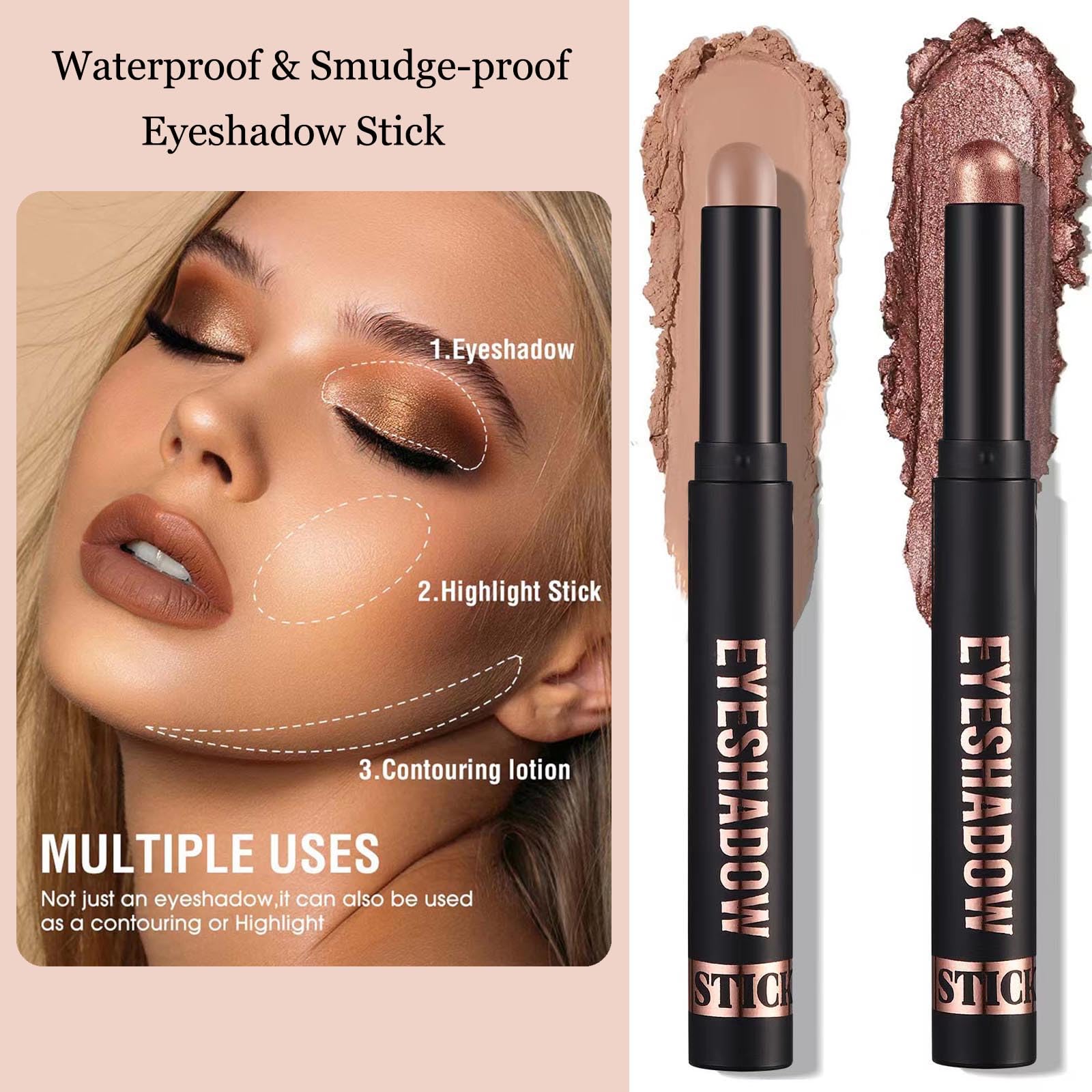 Wavuketu Matte Eyeshadow Stick Blendable Cream Eyeshadow Waterproof Long Lasting High Pigmented eyeshadow Pencil, Hypoallergenic Nude Eye Shadow Stick (12# Medium Warm Brown Matte)